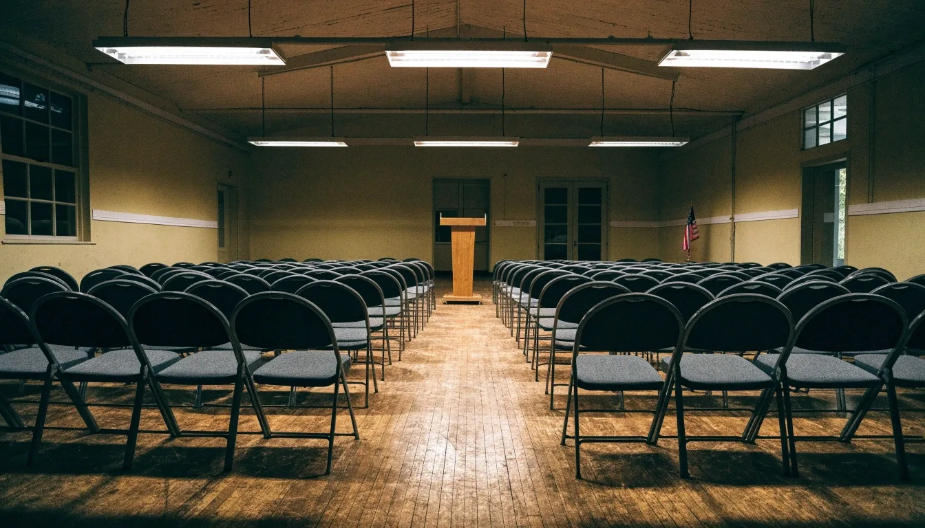 A Virginia community hall where the governor's race will be decided