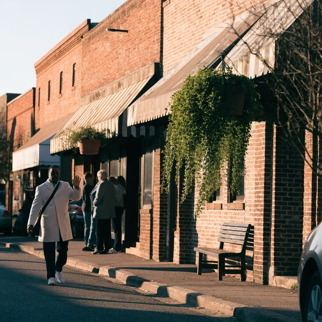 A Democratic candidate greeting shop owners on a small-town Virginia main street